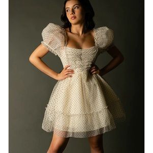 PERLA DRESS IN CREAM BLACK DOT